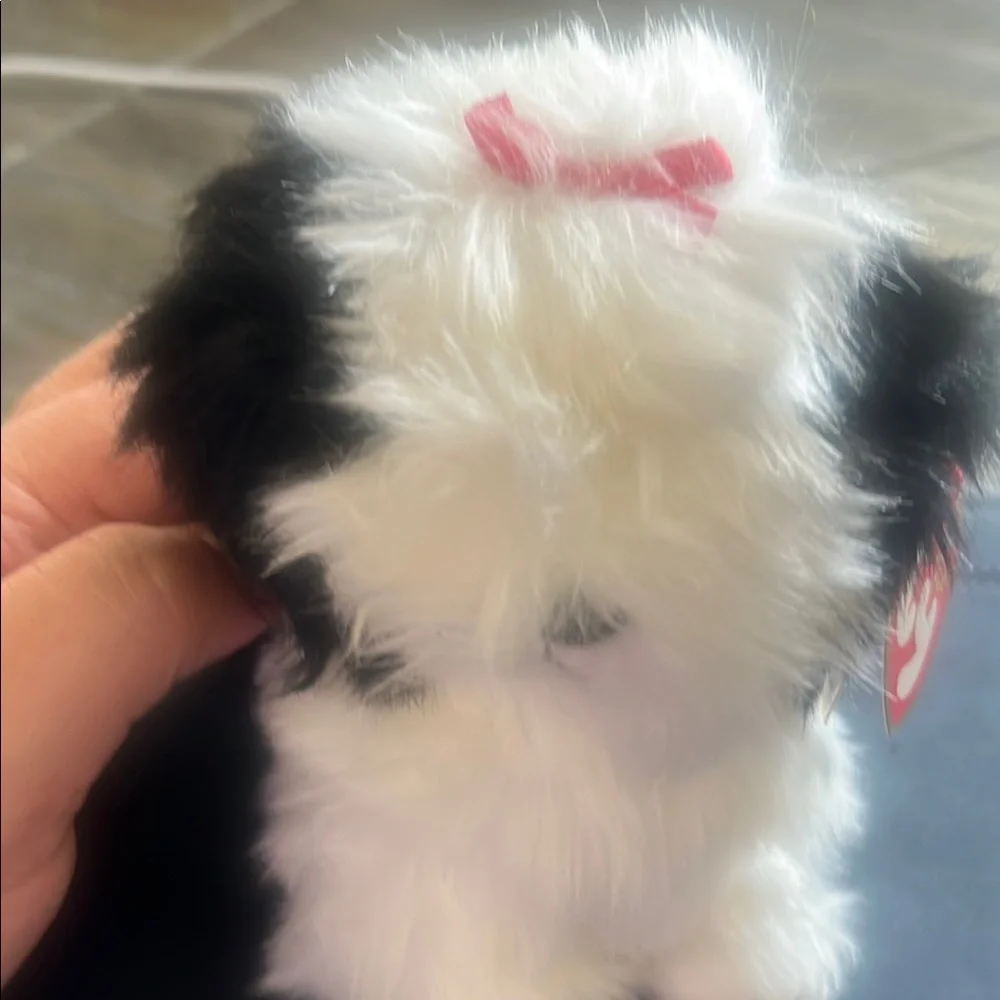 Ty Black and White Plush Dog